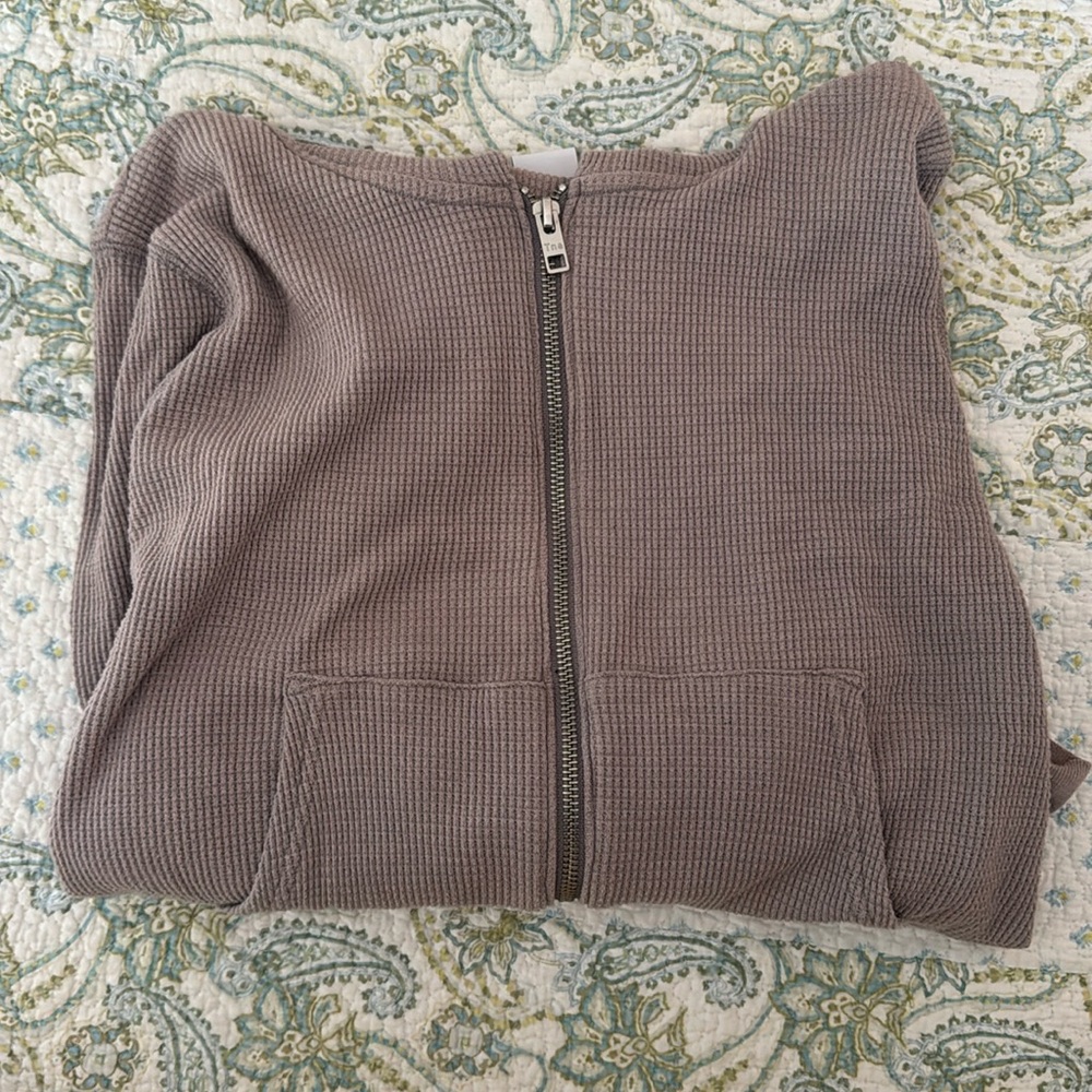 Aritzia TNA Waffle Zip-Up Hoodie